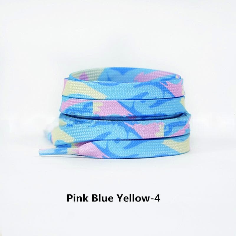 Colorful Flat Gradation Shoelaces Sneakers Stripes Tie-dye Laces Dazzling Blue Shoelace Personality Rope Men Women with The Same 120cm