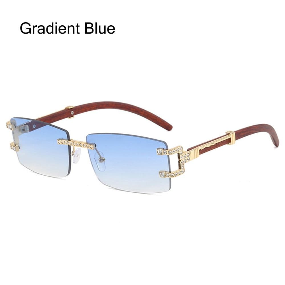 Small Rimless Sunglasses For Women Luxury Brand Fashion Designer Frameless Rectangle Glasses Square Diamond Eye Wear