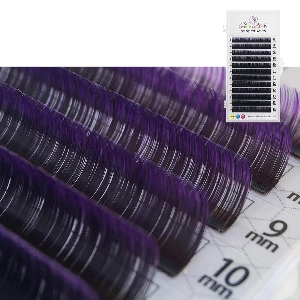 GLAMLASH Individual Gradient Extension eyelashes mixed color Red Green Blue Purple Makeup Lifting lashes 0.07mm C 8-14mmMIX black/purple
