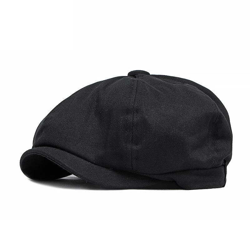 British vintage Octagonal Cap Men's Newsboy Cap for Men Beckham Classic Beret Hat Gatsby Hats Painters Hats Adjustable Ivy Hat black