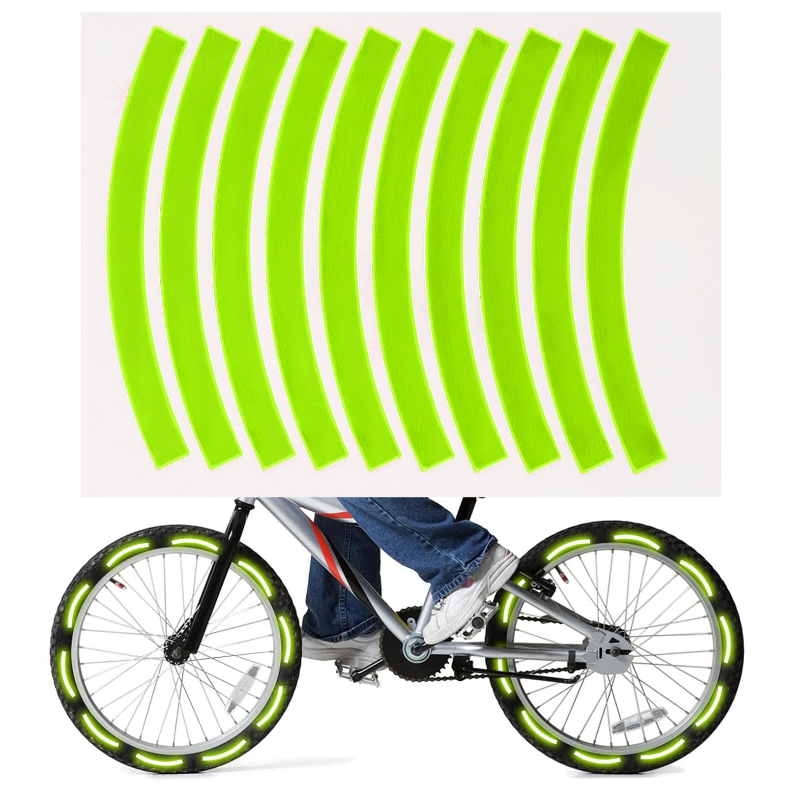 10pcs Adhesive Reflective Tape Cycling Safety Warning Sticker Bike Reflector Tape Strip for Car yellow