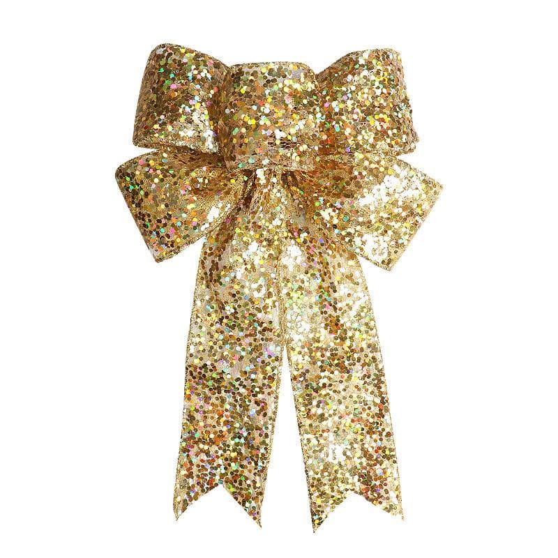 1pcs Christmas Decorative Bows Imitation Hemp Hand Crafted Ribbon Christmas Bow Knot Ornament for gold
