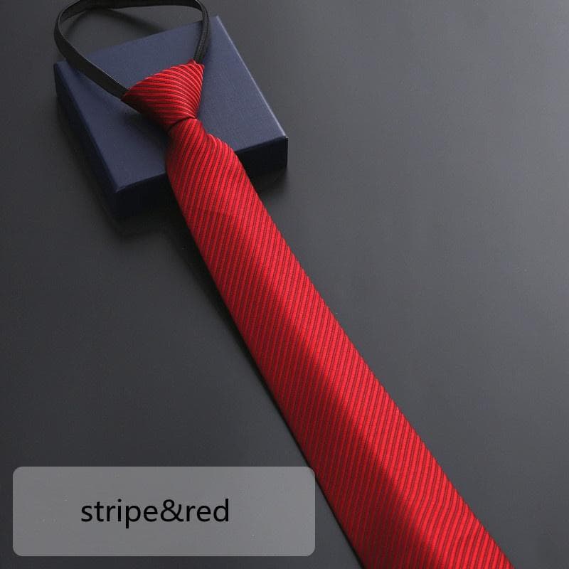 8 Colors Men's Business Tie Print Zipper Tie Groom's Wedding Stripe Tie Fashion Neckties