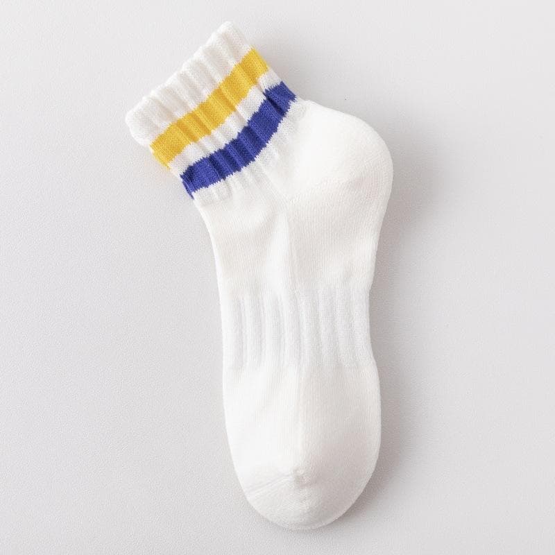New Fashion Color Block Striped Mid-calf Sports Socks Men Women Breathable Cotton Socks Outdoor Running Basketball Cycling Socks