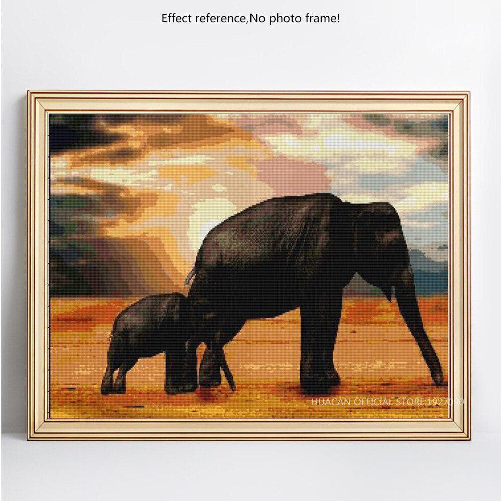 Diamond Painting Rhinestone Elephant And Child Mosaic Diamond Embroidery 20X30CM