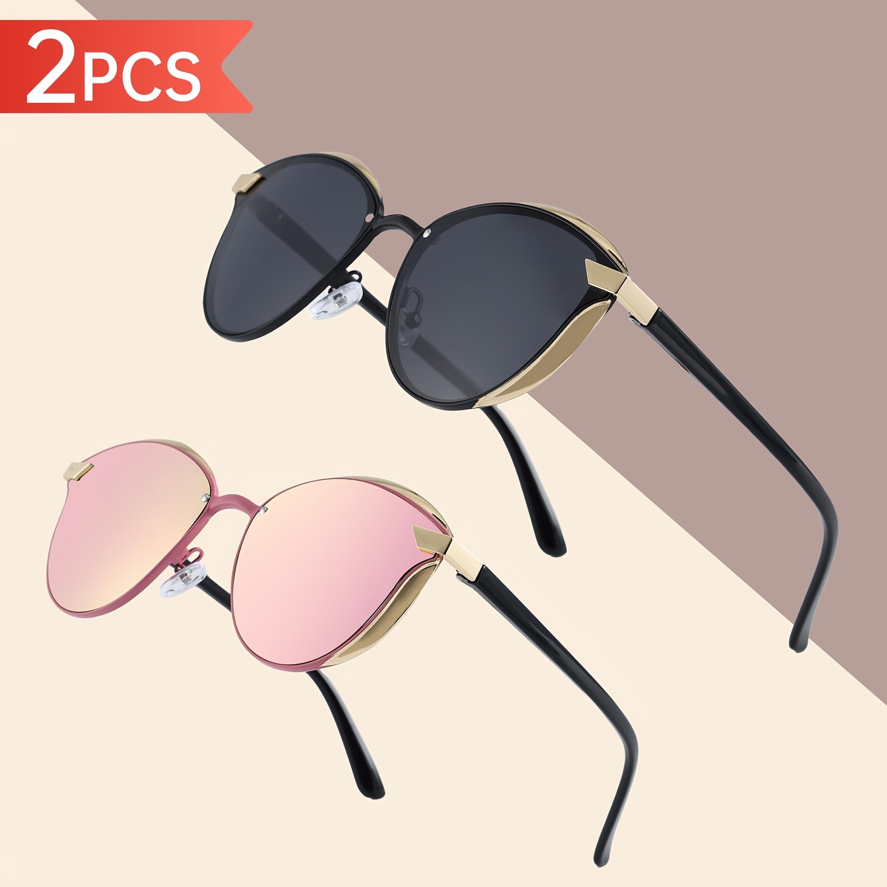 1/2pcs Women Retro Round Sunglasses Classic Frame for Outdoor Beach Vacations Parties
