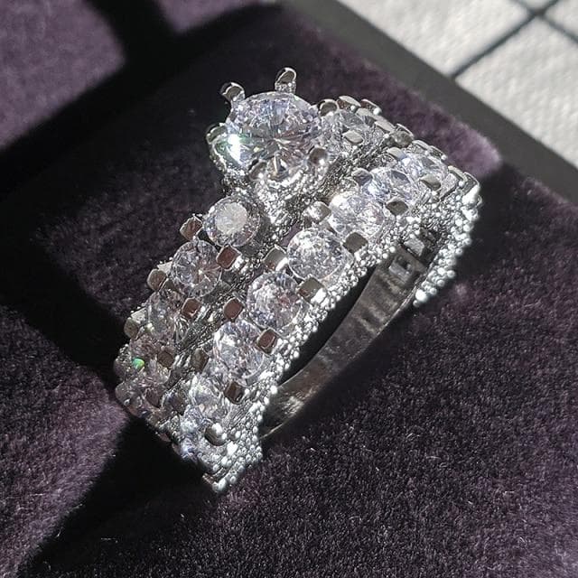 925 Sterling Silver Luxury Bold Big Wedding Rings Set for Bridal Women Engagement African Finger Christmas Gift Jewelry R4428 8