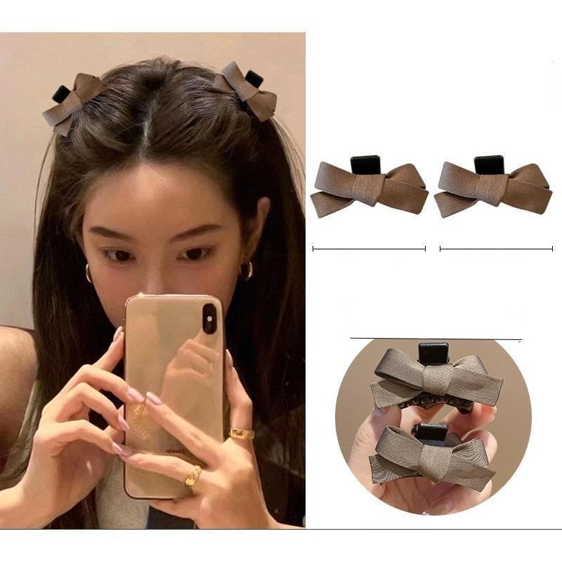 Korean Velvet Bow Hair Clip Claw Clamp Sweet Black Red Bow Small Hair Claw Clip Princess Headwear Girls Women Hair Claw Clip 2pcs