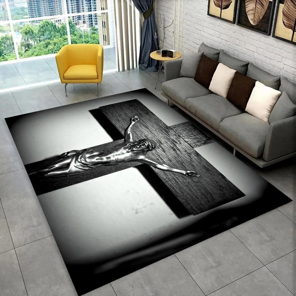 Holy Bible Cross Jesus Pray Area Rug,Carpet Rug for Home Living Room Bedroom Sofa Doormat Decor,kid Play Non-slip Floor Mat Gift 120cm x 160cm