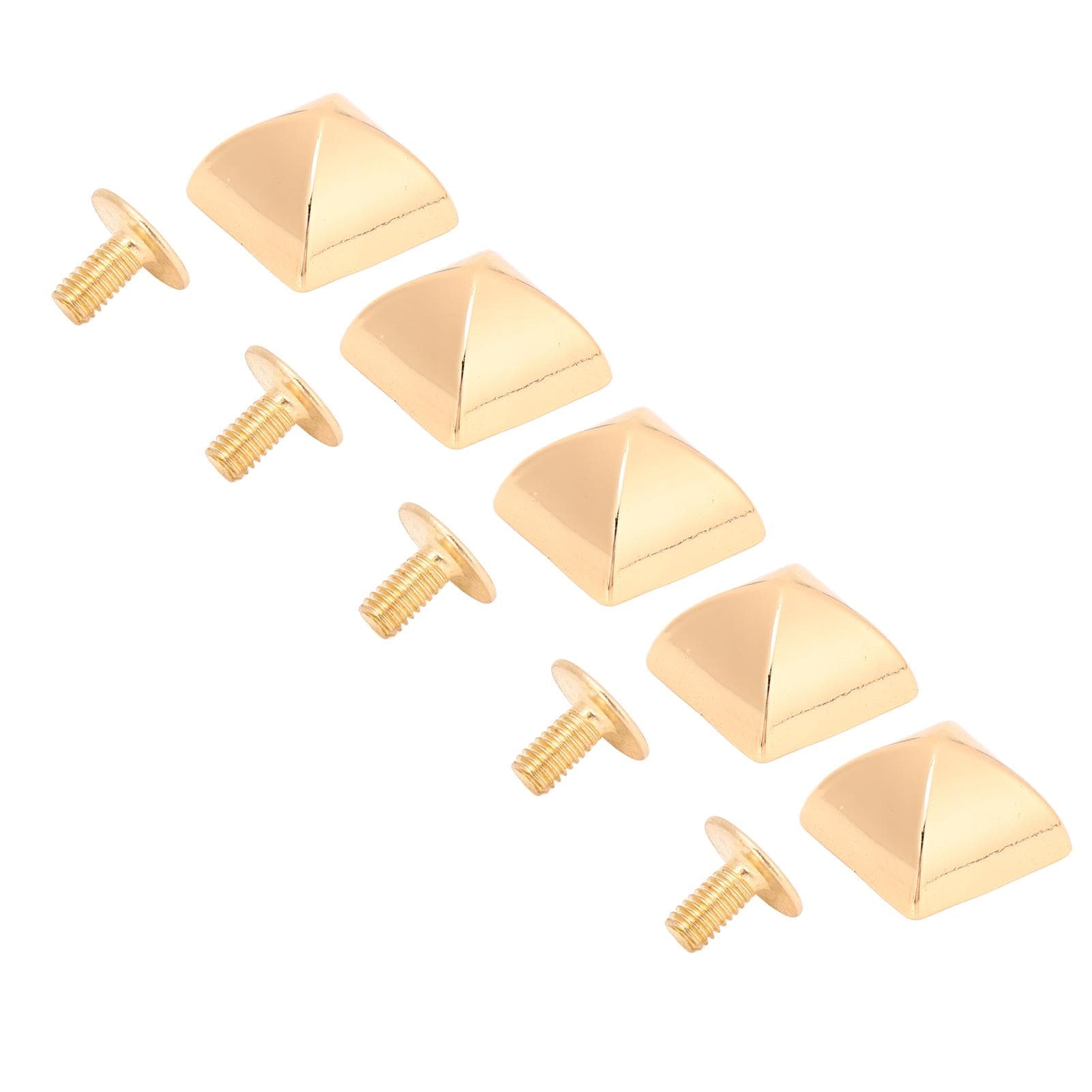 20Pcs 12mm 4 Corner Pyramid Rivets Zinc Alloy Square Pointed Screw Rivets Set for Belts Bags Hats gold