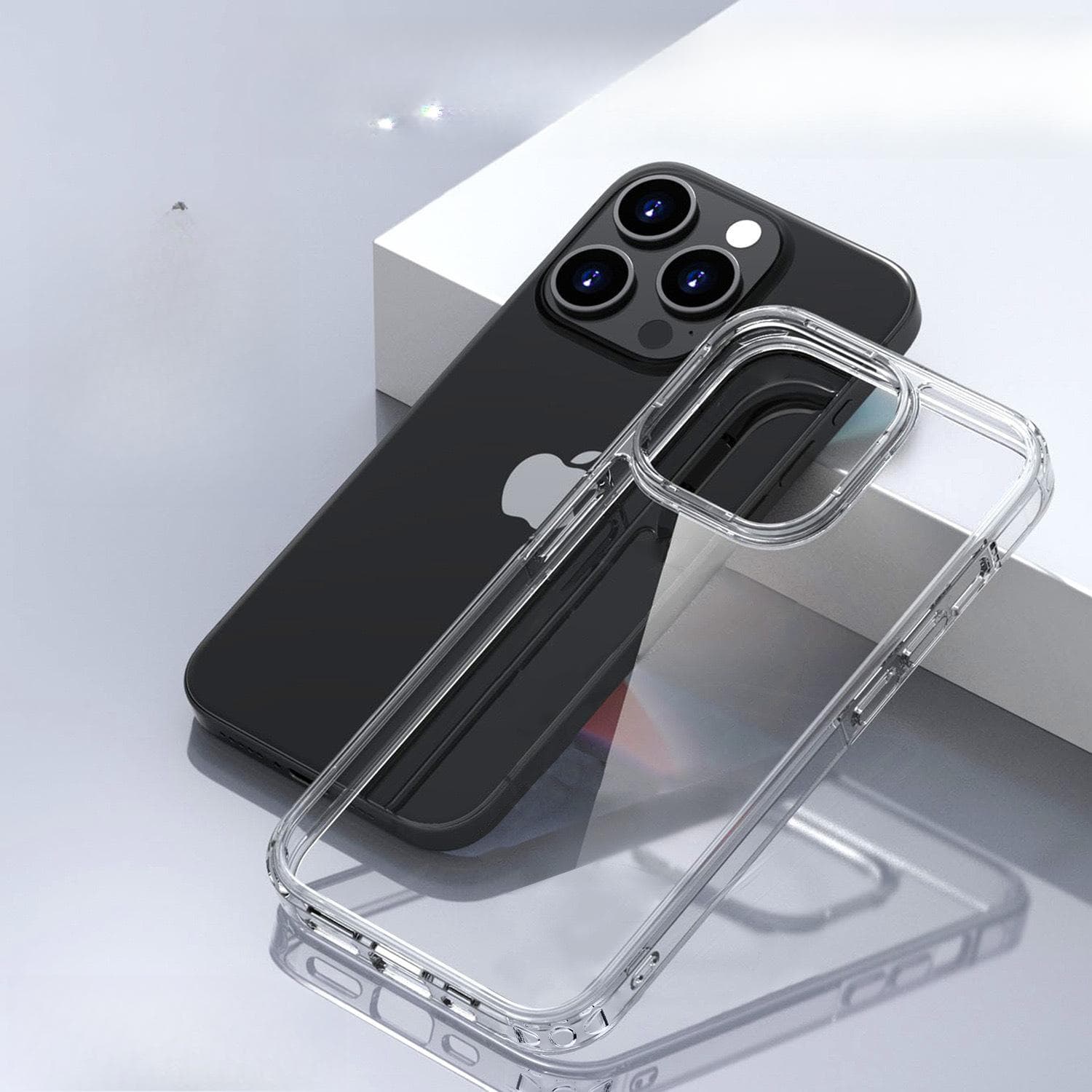 No Yellowing Is Suitable for IPhone16pro Mobile Phone Case PC+TPU Hard Case 14/13 Transparent Anti-fall Protection Case Apple 16Plus