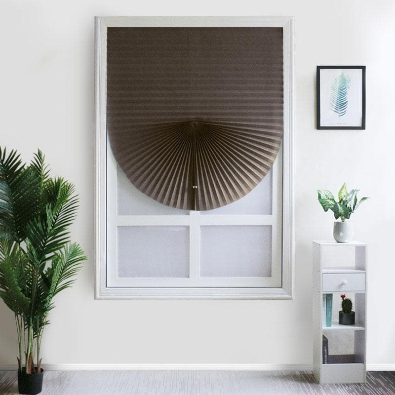 1Pc for Home Window Door Pleated Blinds Self-adhesive Half Blackout Windows Curtains 90X150cm coffee