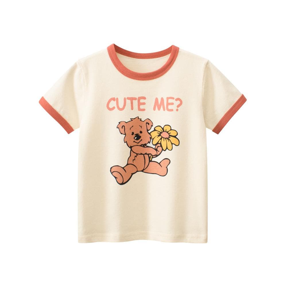 Children's Clothing Summer New Style Children's Cartoon Bear Short-sleeved T-shirt Baby Girl Clothes 140cm