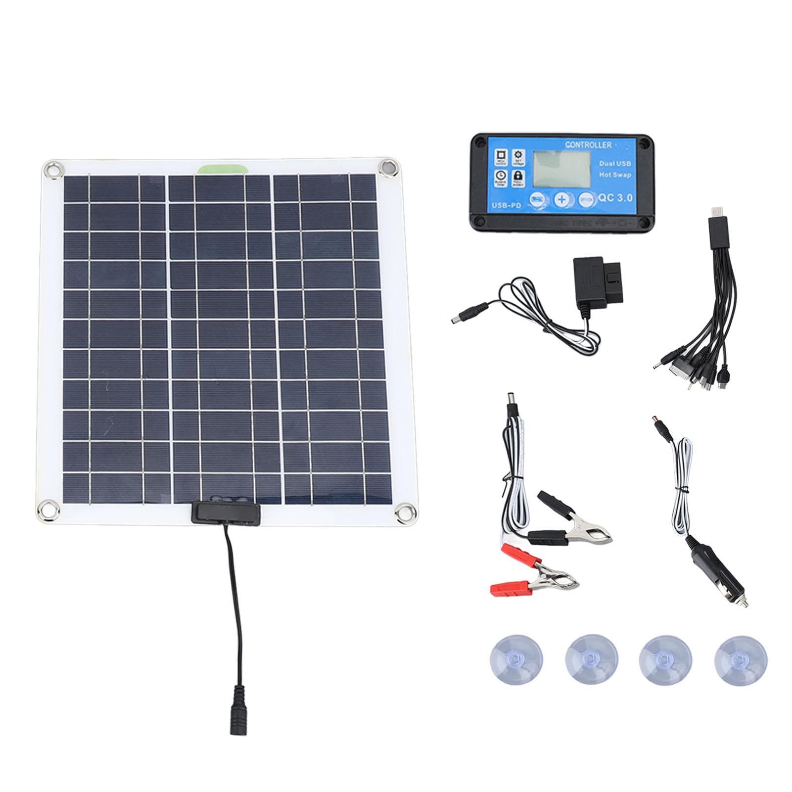 200W Solar Panel Kit Monocrystalline Silicon Solar Panel OBD Charger Blue Controller with 10 in 1