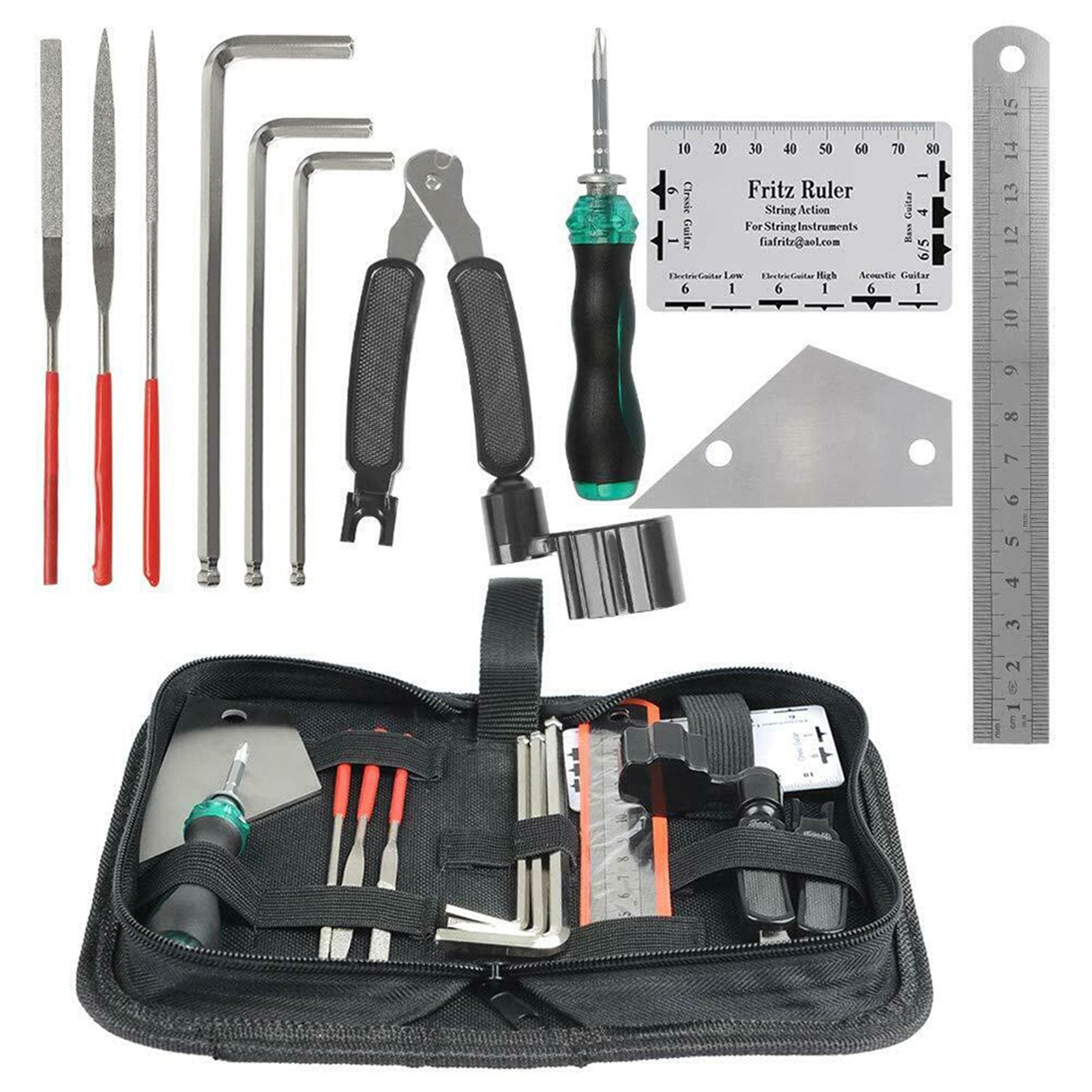 Guitar Repairing Kit Guitar Care Kit Maintenance Tool Set Cleaning Accessories black
