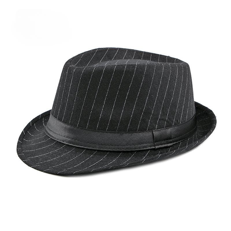Autumn and Winter New British Men's Top Hat British Fashion Middle-aged and Elderly Striped Jazz Hat for Men black