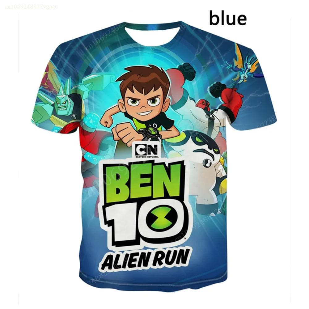 Summer Ben Tennyson 10 T Shirt Cartoon Boys Girls Tshirt Children's Clothing Kids Clothes Tee Shirts Costume Training Uniform 120cm