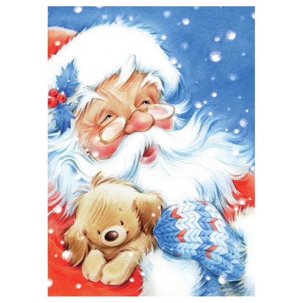 Full Round Diamond Painting Cross Stitch Embroidery Santa Claus Dog DIY 5D Moasic Home Decor 20X30CM
