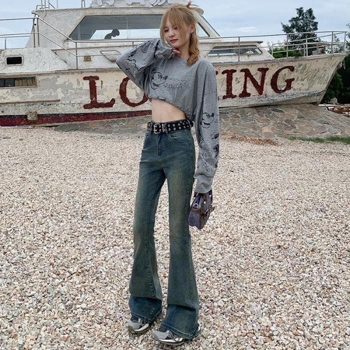 Women's Autumn and Winter Hot Girl Style Women's Clothing High Waist Bell-bottom Pants Women's Autumn and Winter Horseshoe Pants Women's Autumn 2XL