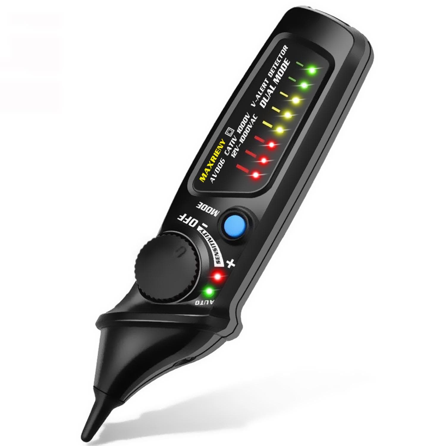 MAXRIENY AVD06 Dual Mode AC Voltage Detector 12V/48V~1000V Circuit Tester Non-contact AC Voltage black