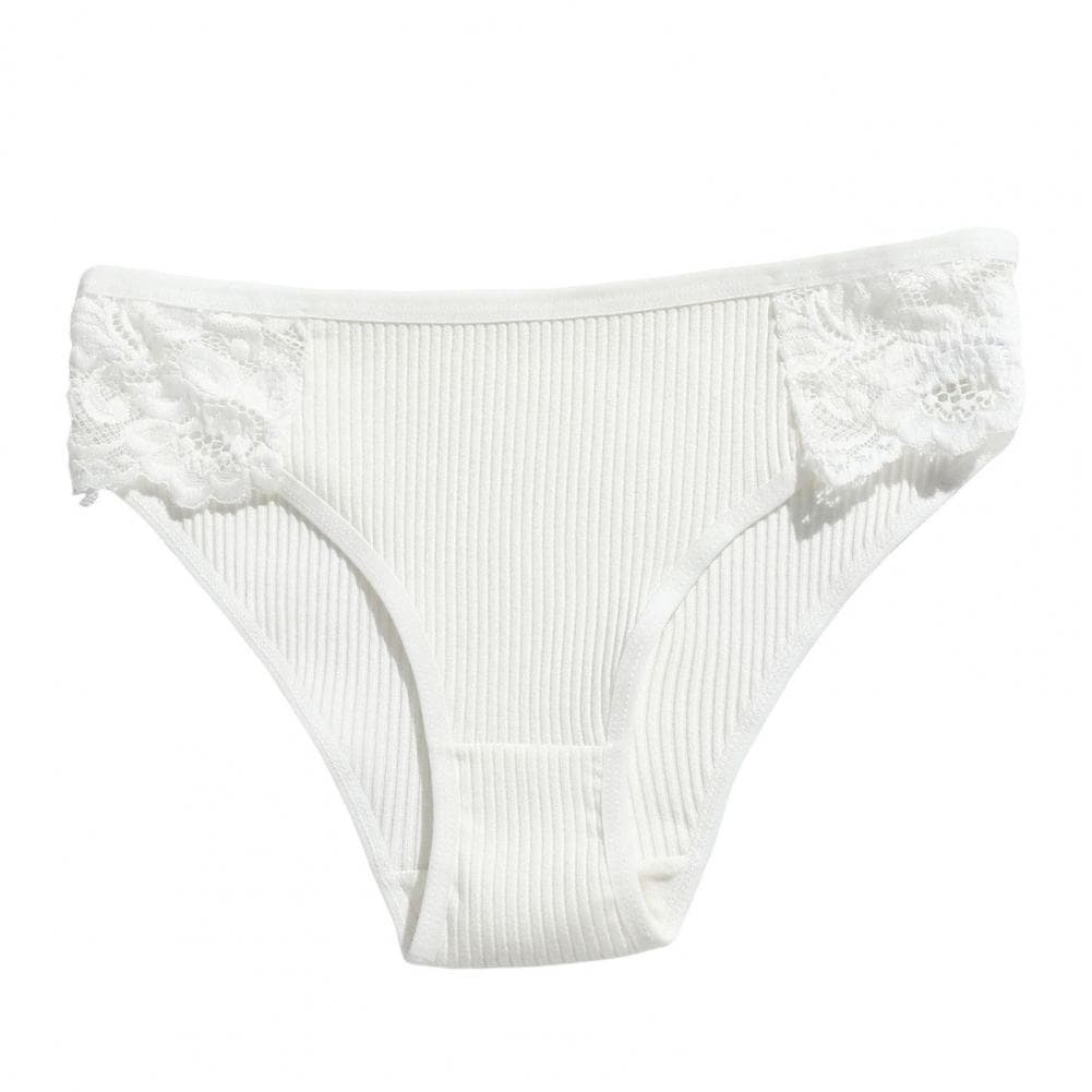 High Elasticity Women Briefs Women's Lace Low Waist Panties Breathable Slim Fit Underwear for Casual Sport Activities Solid S white
