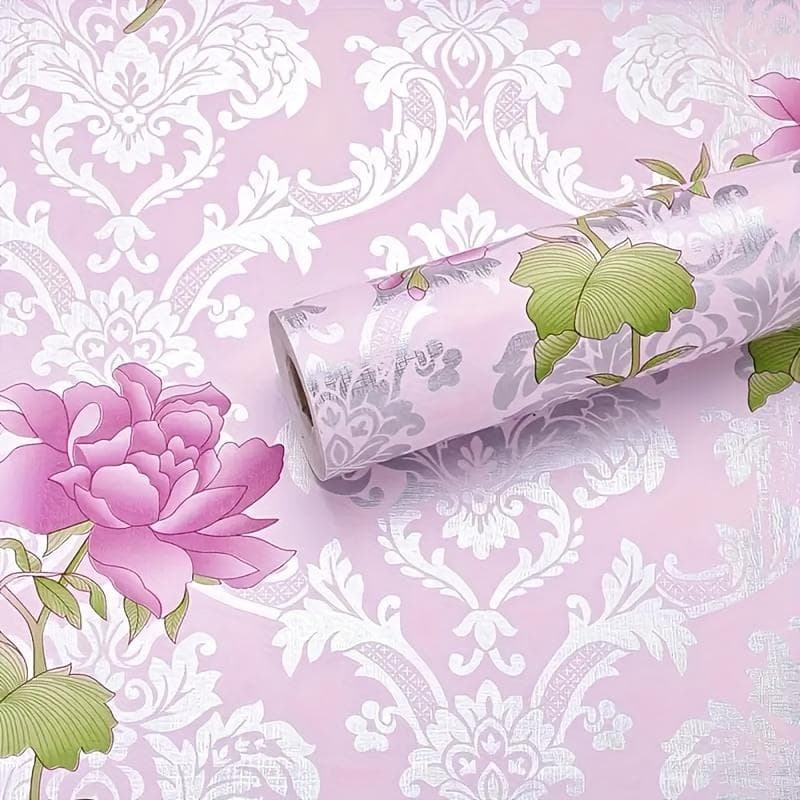 1 roll self-adhesive wallpaper, vintage floral pattern self-adhesive tactile paper, peel and stick, removable dormitory wallpaper multicolour