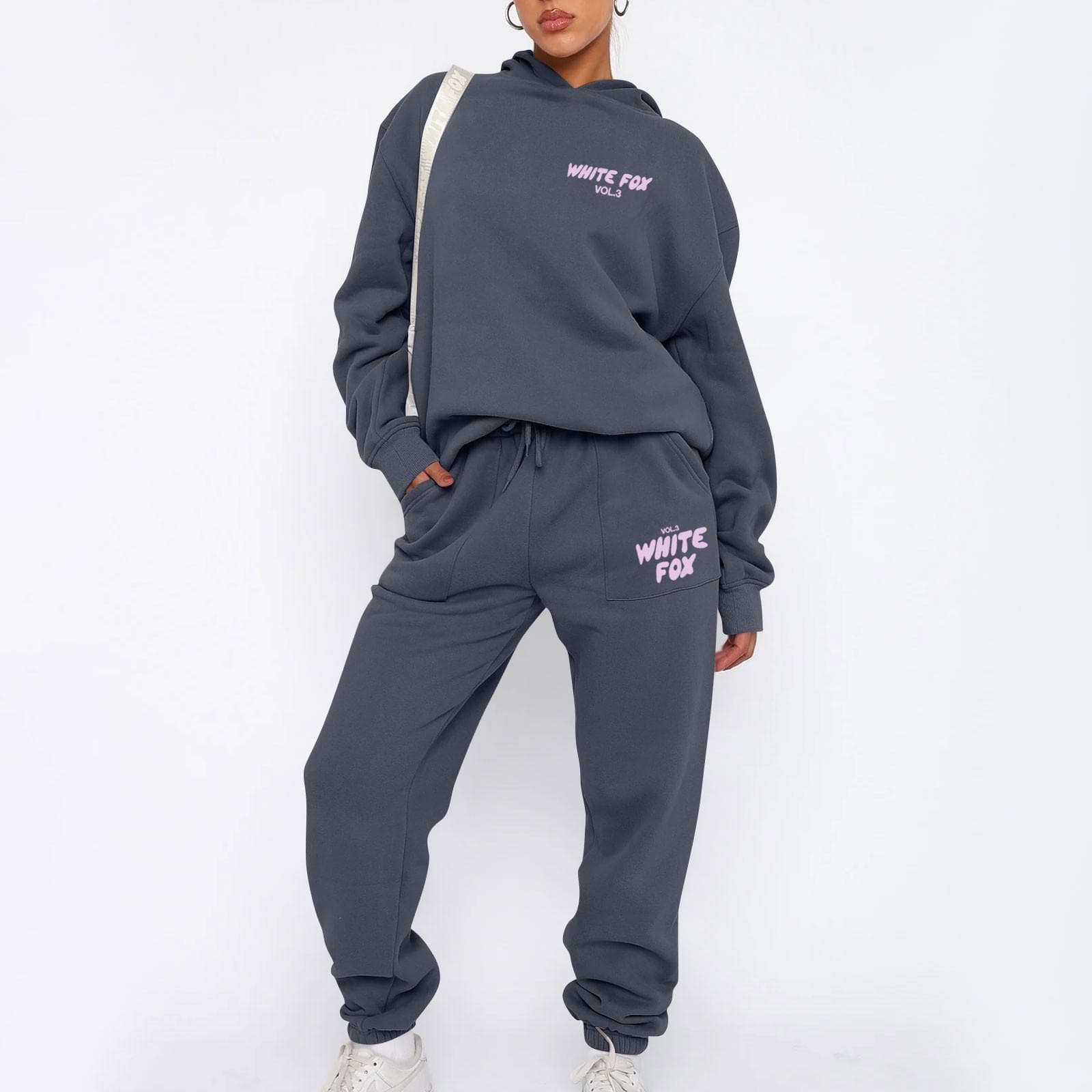 Women's Casual Two Piece Hooded Long Sleeve Long Pants Sports Sweatshirt Set S