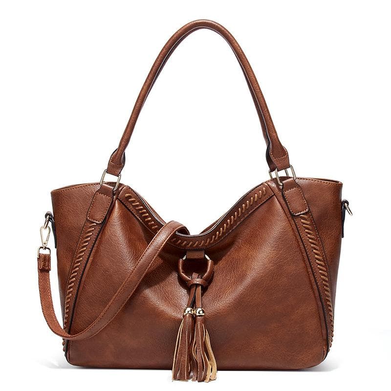 Retro Fringed Large-capacity Women's Bag Tote Bag, Retro Casual Hand-held Shoulder Crossbody Bag for Women brown