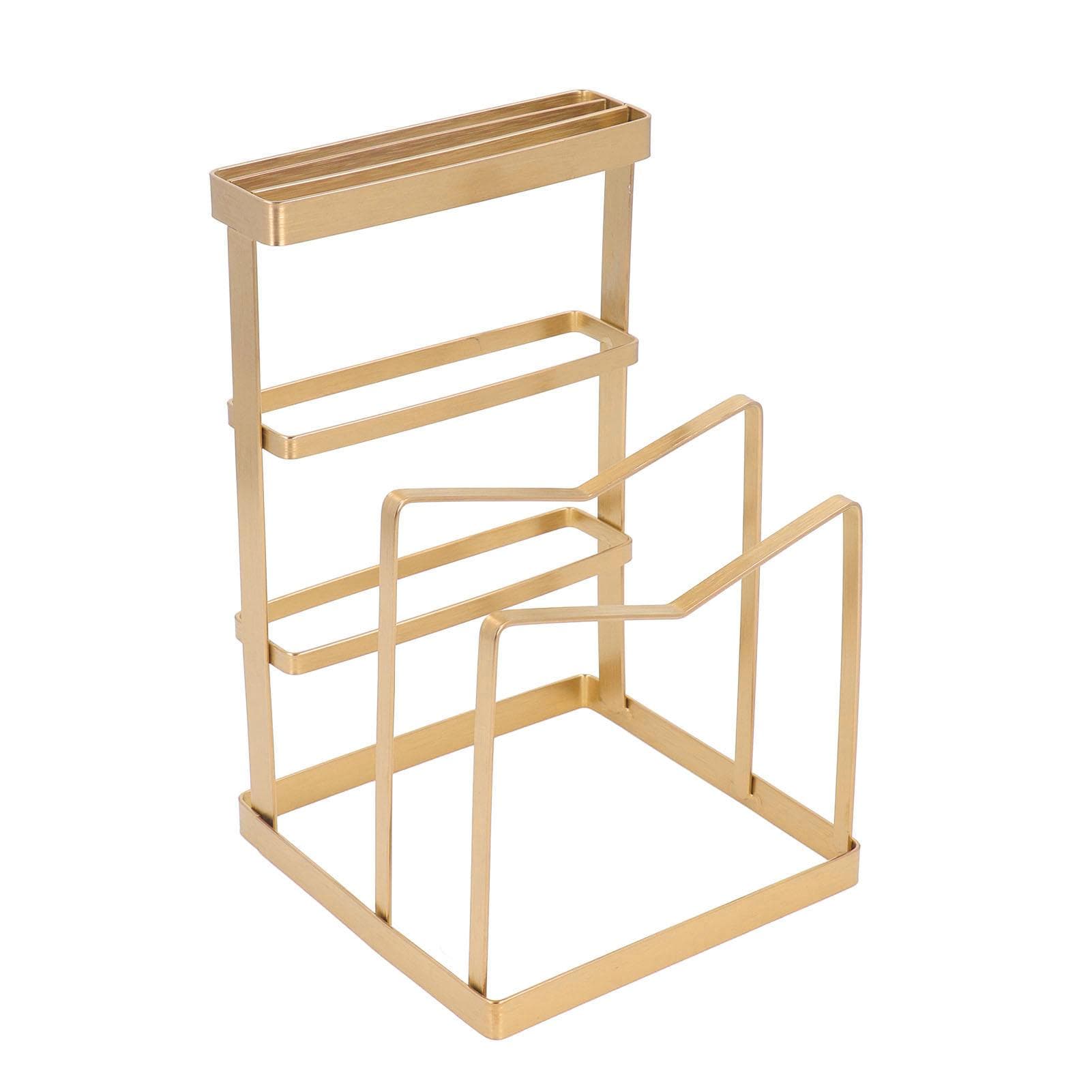 Cutting Board Rack Chopping Board Organizer Stand Holder Multi Purpose Kitchen Countertop Knife Gold
