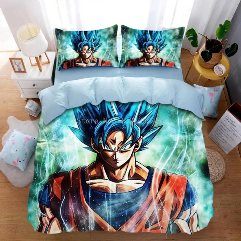 Anime Dragon-Ball Bedding Set,Goku Duvet Cover,Duvet Comforter Quilt Cover Set Super Saiyan Bedding Set For Adult Kids Children 140x210cm 2pcs
