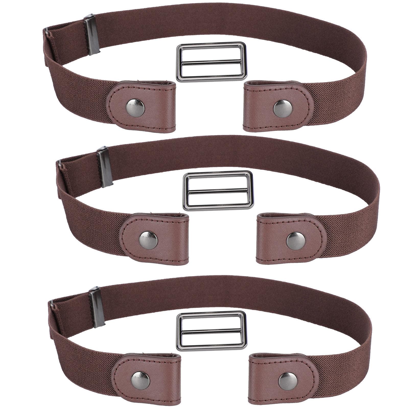 3 Set Elastic Belt Fashion Stretch with Buckle Clothing Accessories for Woman ManBrown
