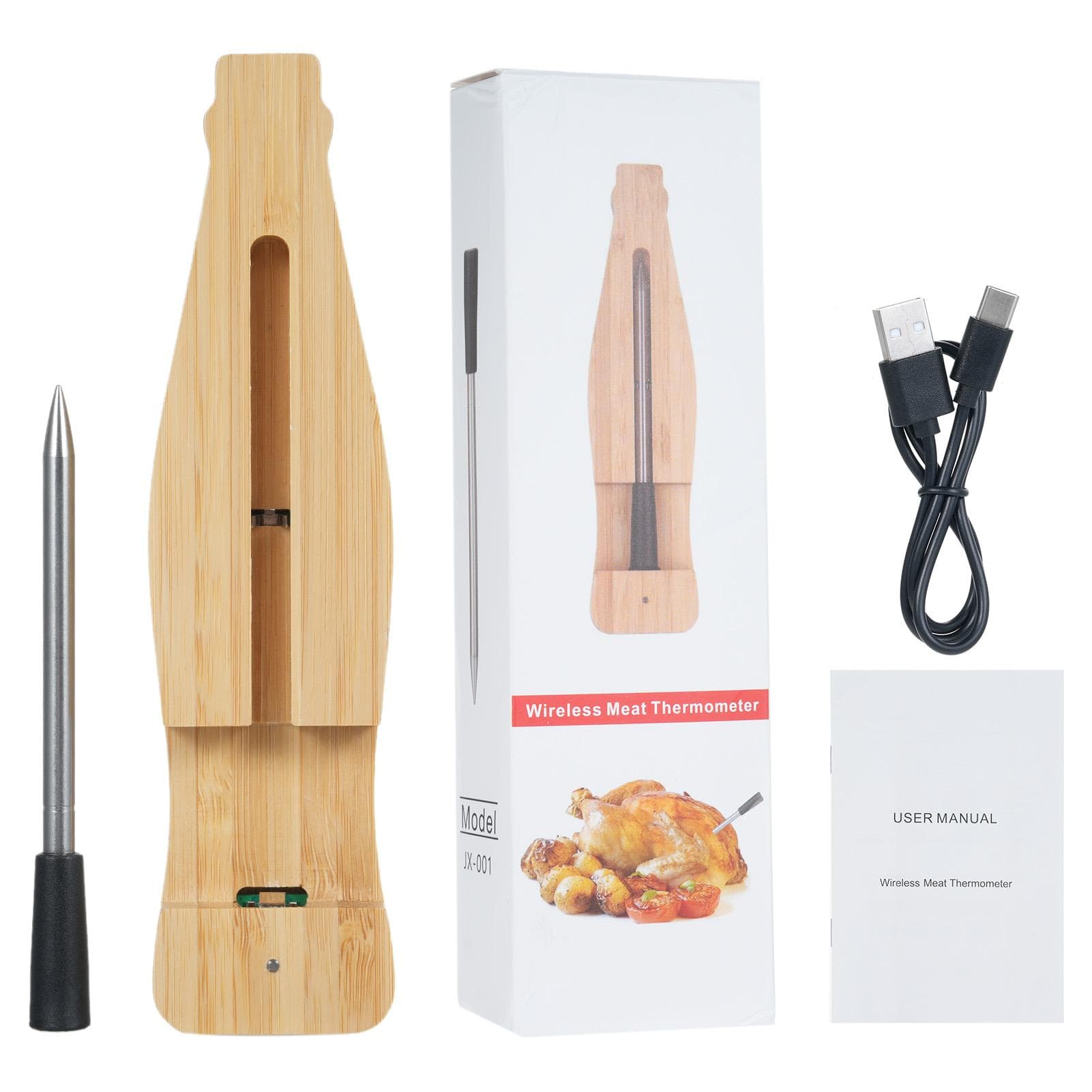 Meat Thermometer with BT 164ft Wireless Thermometer Smart Food Thermometer Temperature Gauge with brown