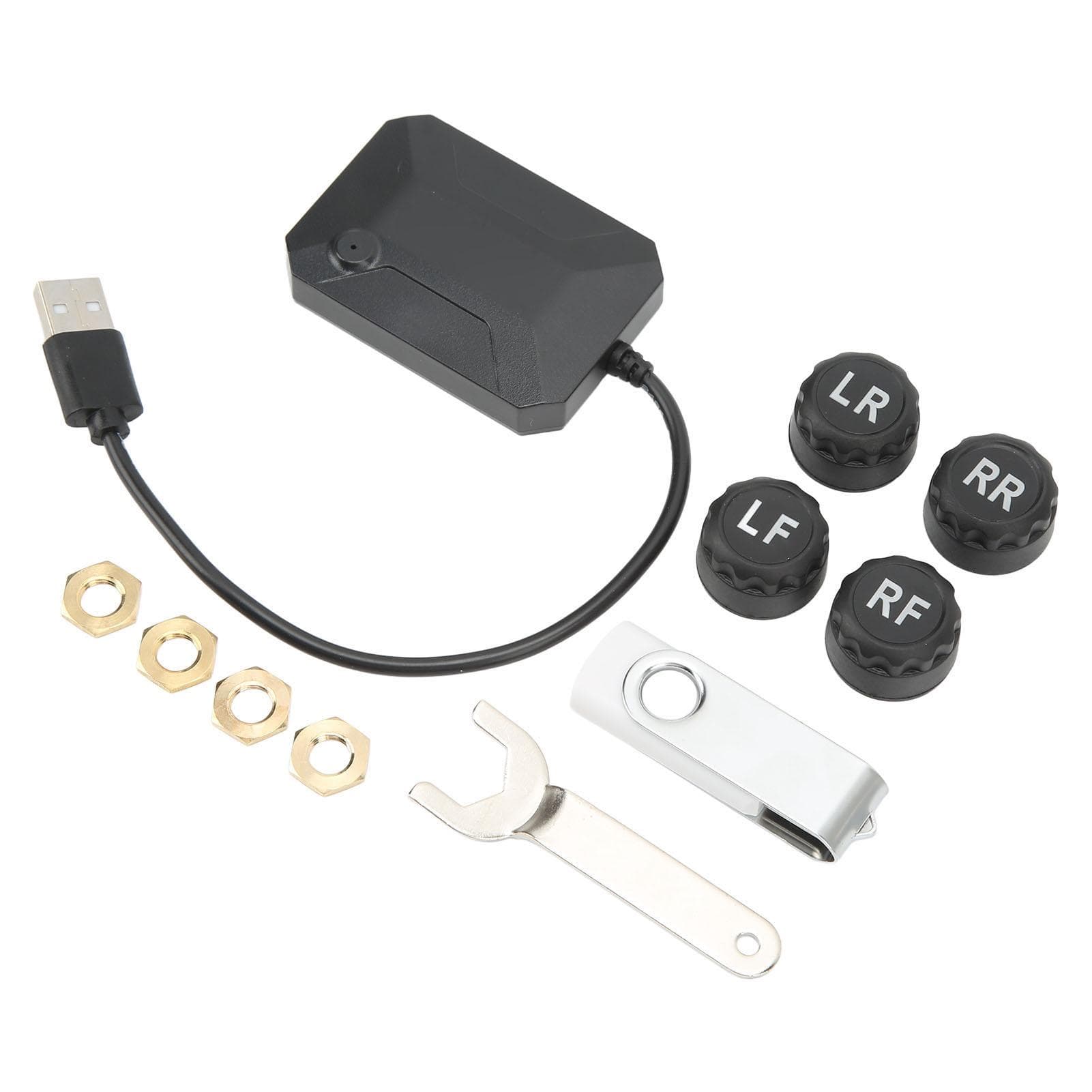 USB Tire Pressure Monitoring System Large Screen Display Stable Signal Wireless TPMS for Car RV