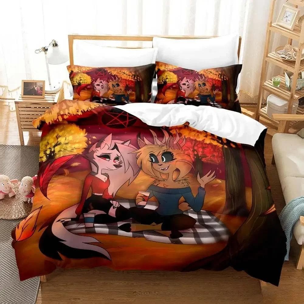 3D Print Anime Moxxie Boss Bedding Set Single Twin Full Queen King Size Bed Set Adult Kid Bedroom Duvet cover Sets Home Textiles 70x133cm 2pcs
