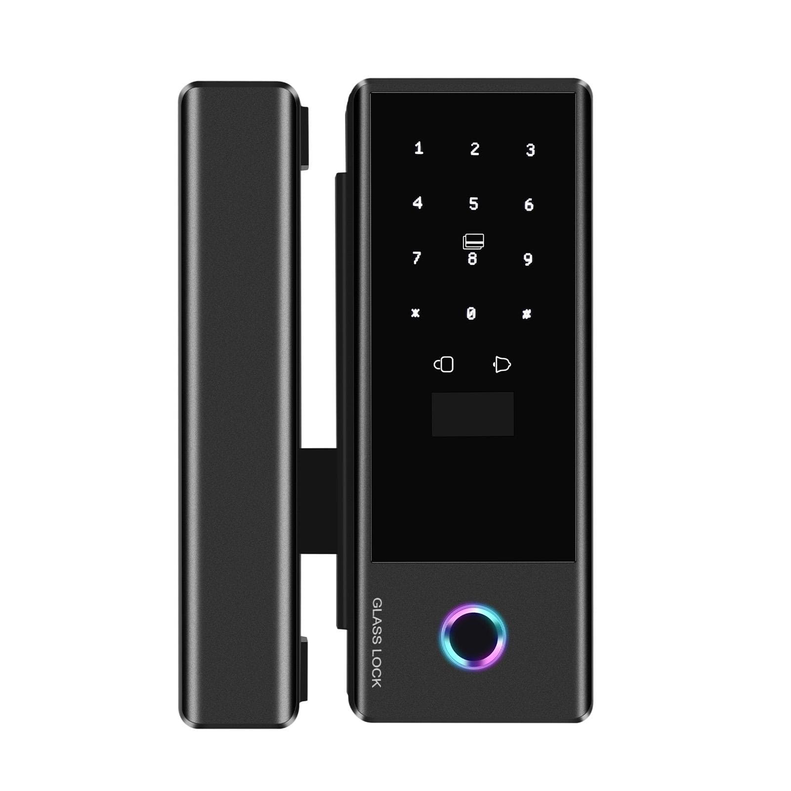 Smart Lock Glass Door Lock WiFi Remote Unlocking TY APP Fingerprint Password IC Card Mechanical Key black