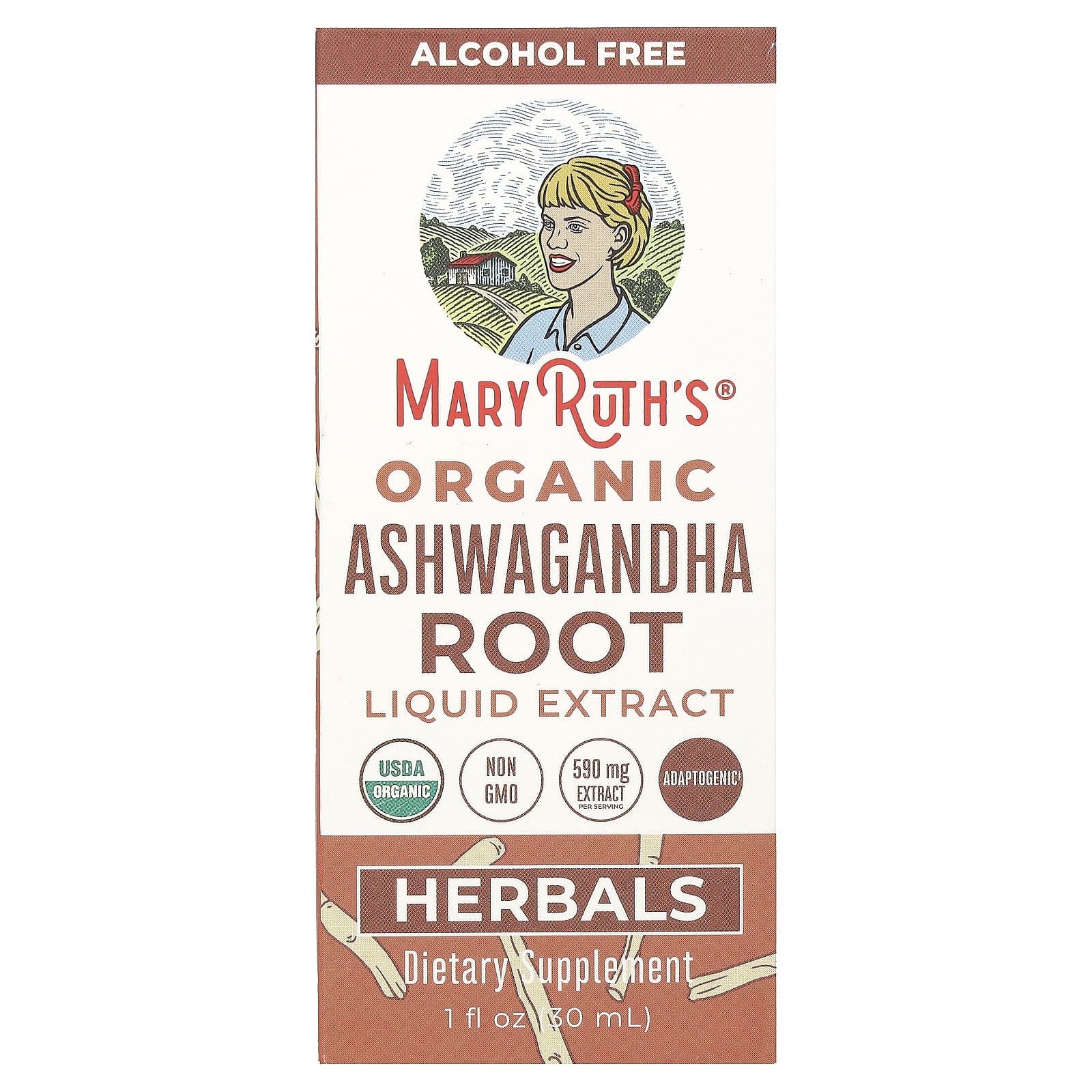 MaryRuth's, Organic Ashwagandha Root Liquid Extract, Alcohol-Free, 590 mg, 1 fl oz (30 ml)