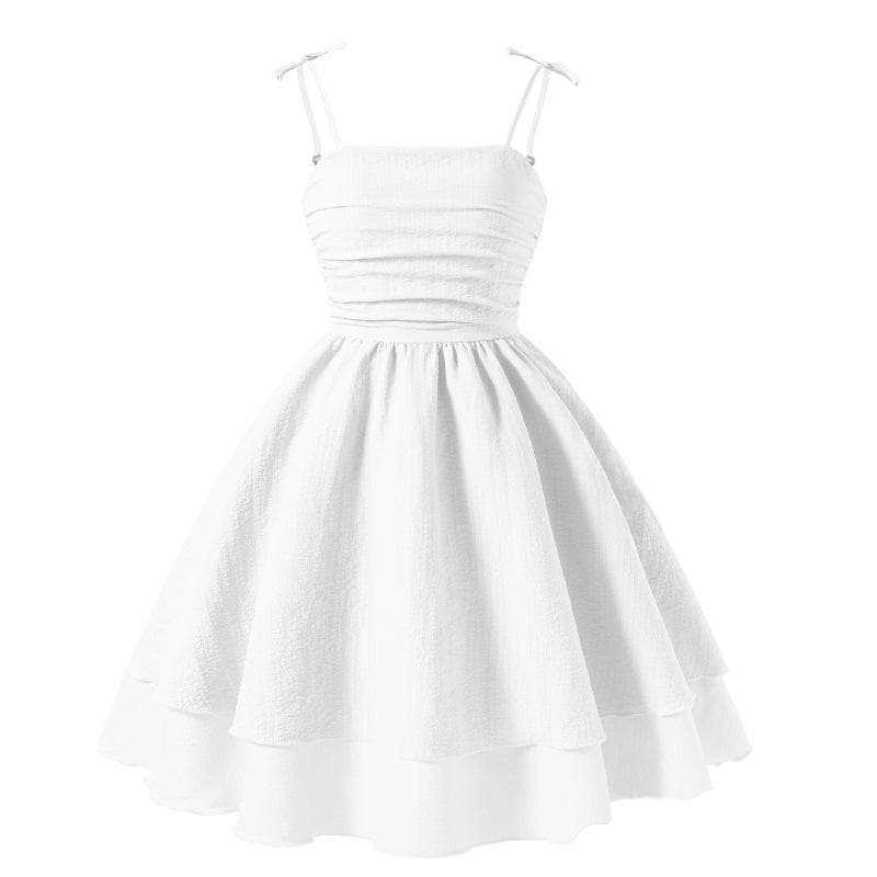 Girls' 2025 Spring/Summer Sling Princess Dress - European & American Style 16Y white