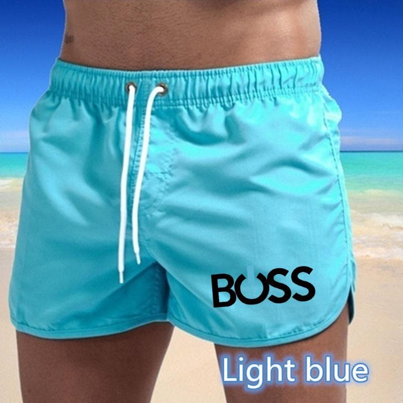 2025 Summer New Men's Quick-Drying Swim Trunks Sports Pants Swimwear Beach Shorts Jogging Shorts Sports Creative letter printing XL sky blue