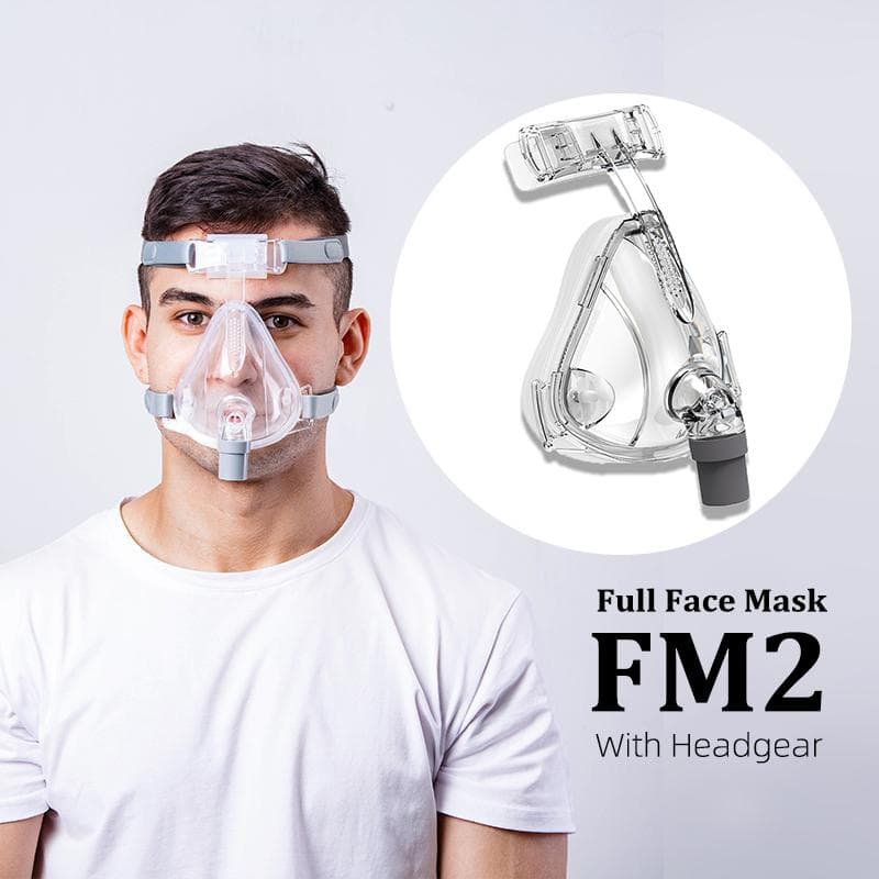 BMC FM2 Full Face Mask CPAP Auto CPAP BiPAP Mask Wish Headgear for Sleep Apnea Snoring People M