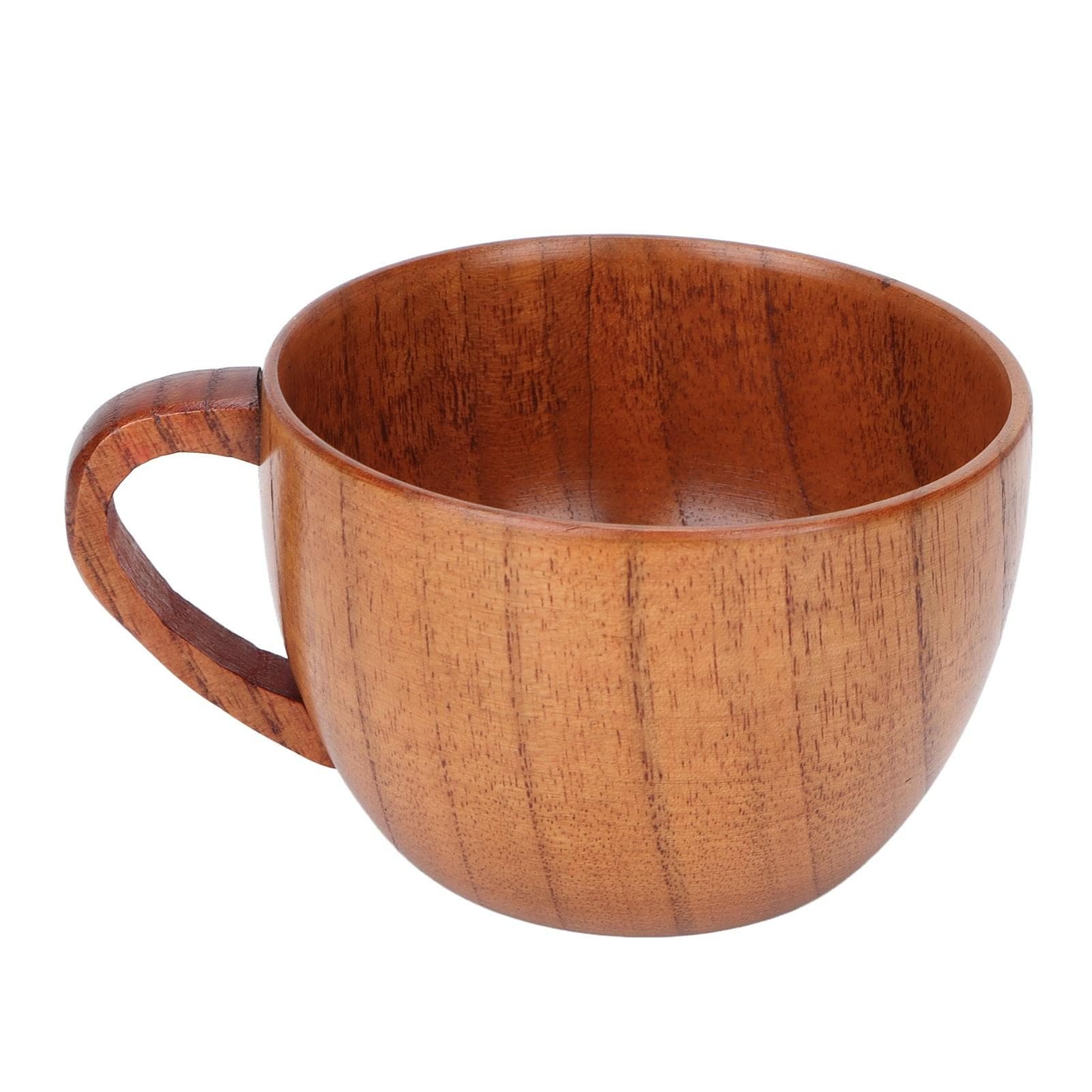 Wood Coffee Mug Tea Cup Retro Flat Base Cup with Handle for Household School Office L(for 6.5-9kg)