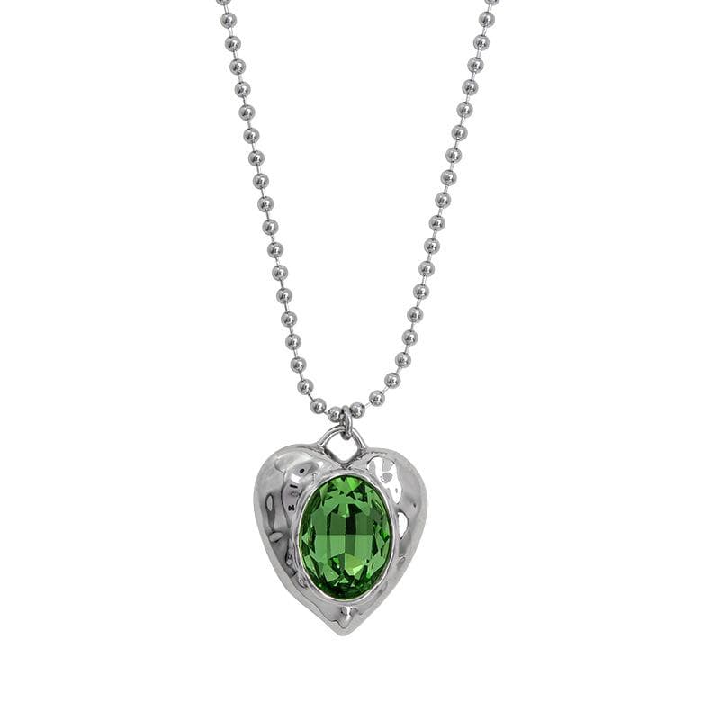 Vintage Necklace High Transparency Colorful Gemstone Love Collarbone Chain High-end and Exaggerated Versatile Necklace for Women 45CM