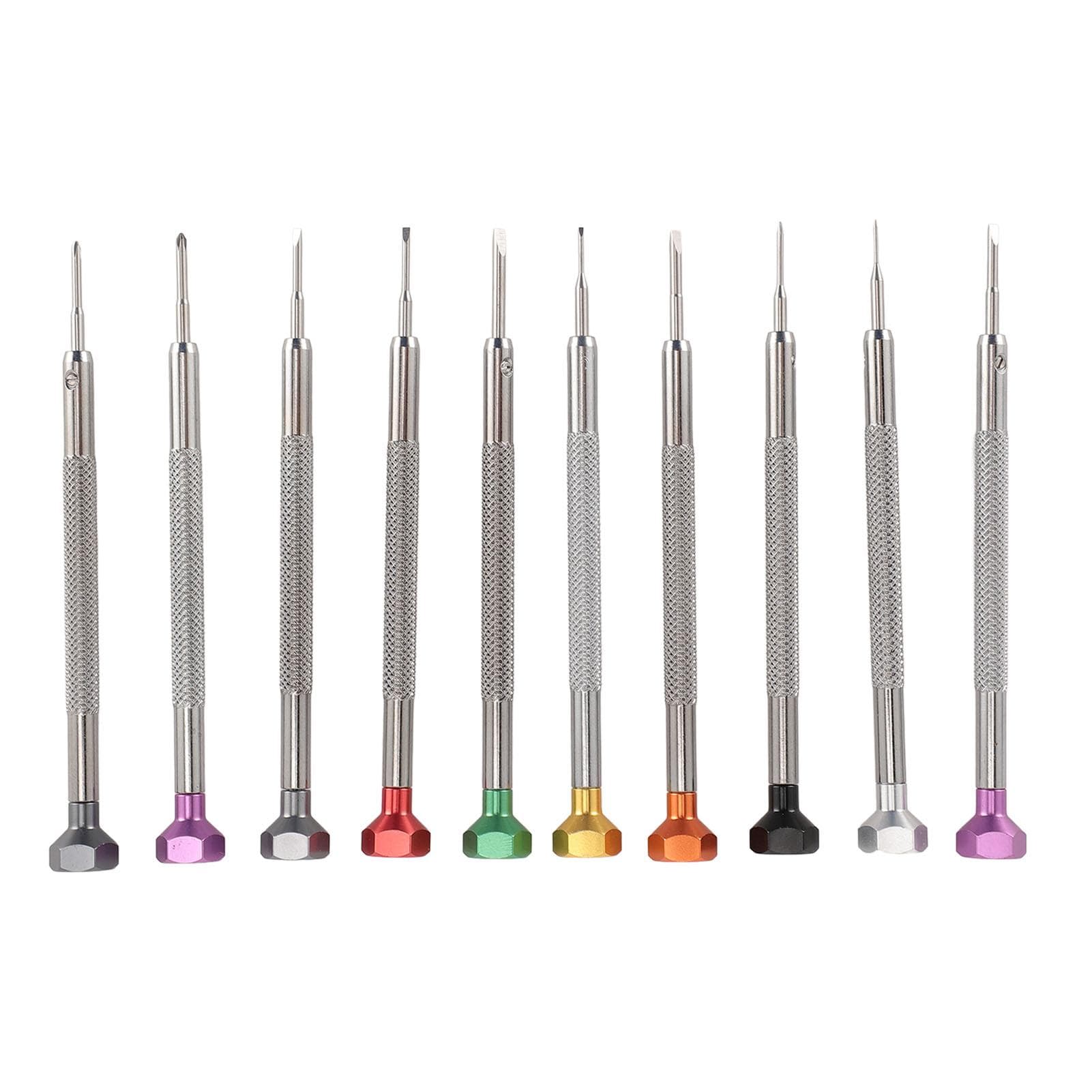 10pcs Miniature Screwdriver Set Aluminum Stainless Steel Cross Flat Watch Repair Screwdriver Set