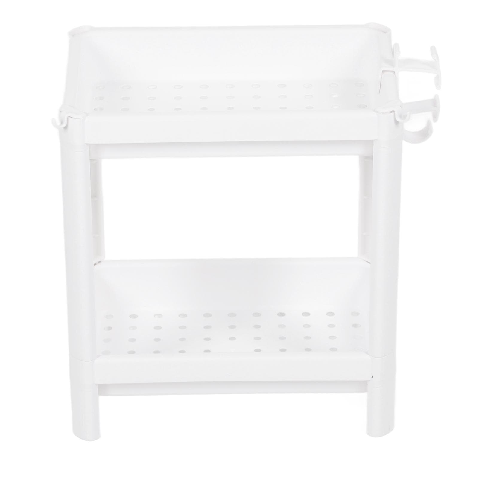 Bathroom Tower Shelf Plastic Freestanding Storage Rack Organizer Multifunctional Shelving Unit for 2 Tier