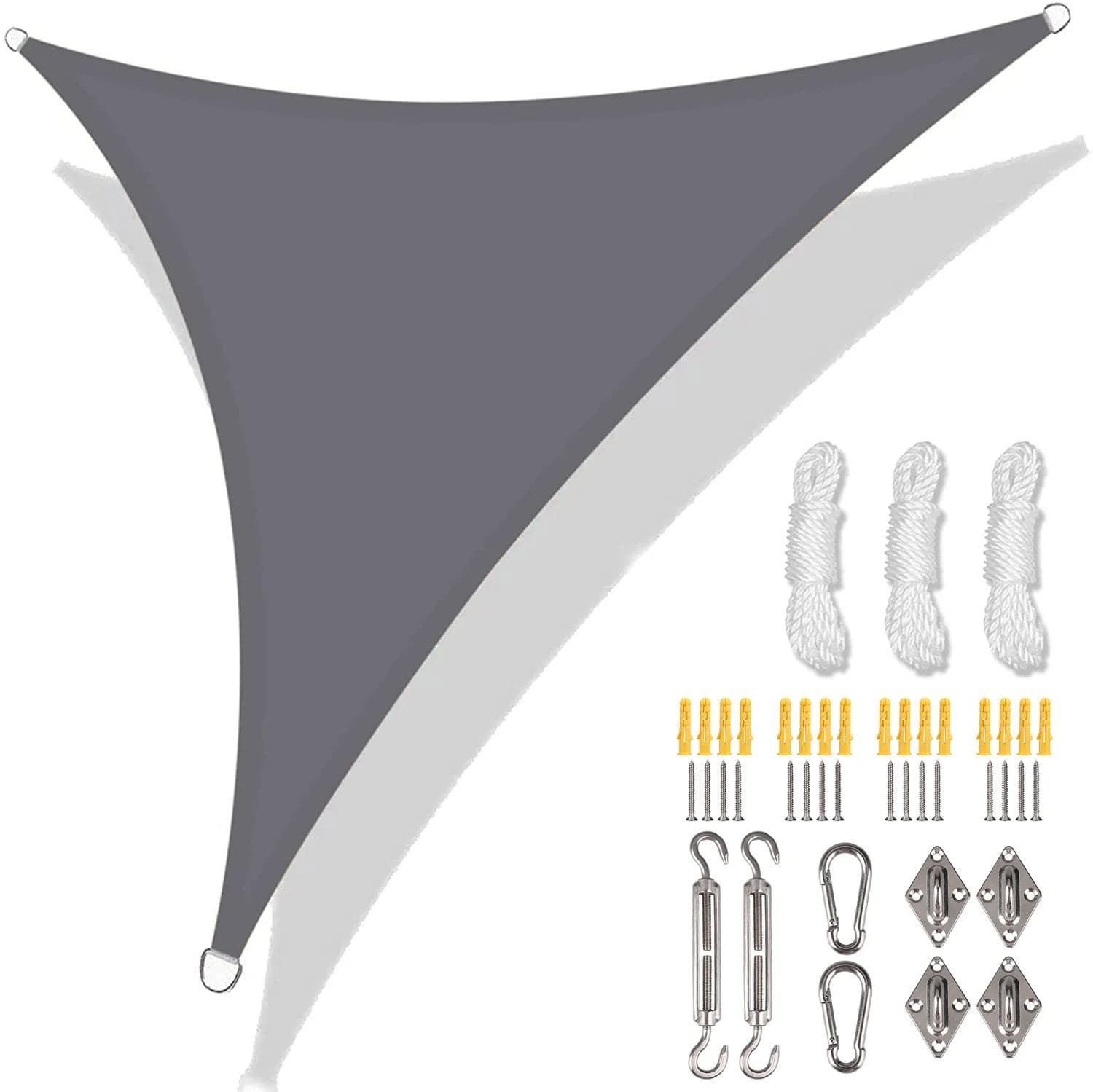 5/3.6/3/2M Triangle Shade Sail Waterproof Sunshade Sail Canopy 98%UV Block Awning with Free Rope for Garden Patio Pergola Gazebo 360x360x360CM