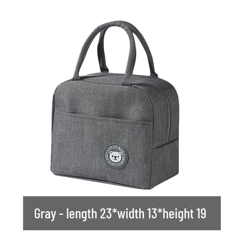 Insulated Lunch Box Bag for Students and Office Workers, Waterproof and Anti-Oil Handbag with Large Capacity and Aluminum Foil Lining gray