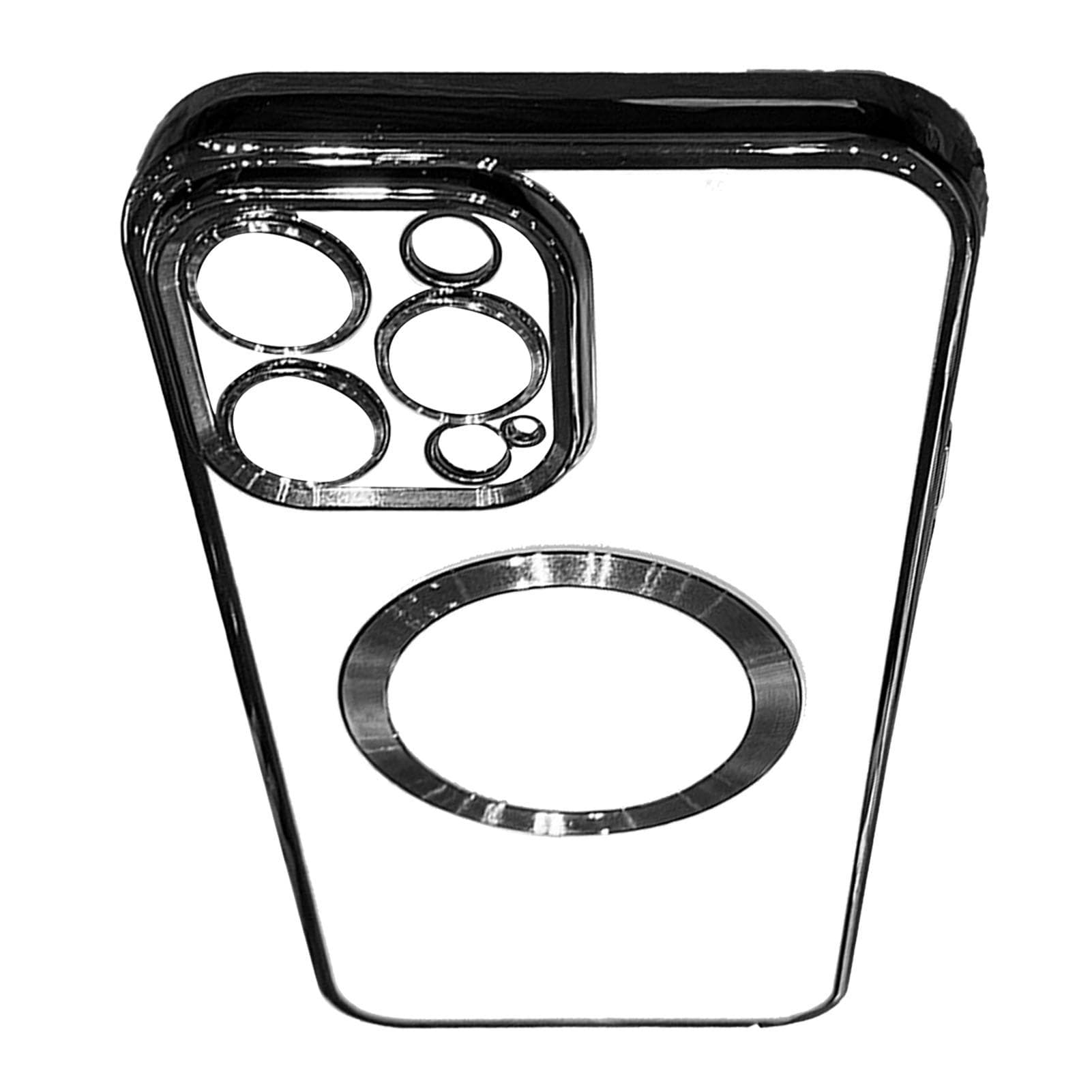 Phone Protective Case Fashionable Electroplated Magnetic Suction Full Covered Shockproof Phone black