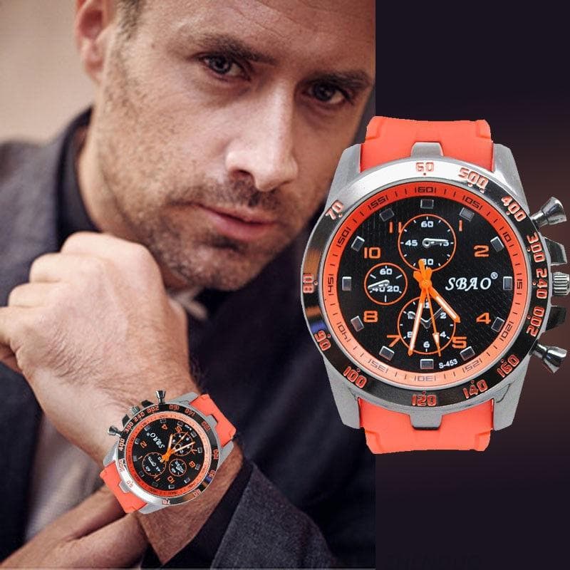 Sports Silicone Watch Luxury Analog Quartz Modern Men Fashion Wrist Watch orange