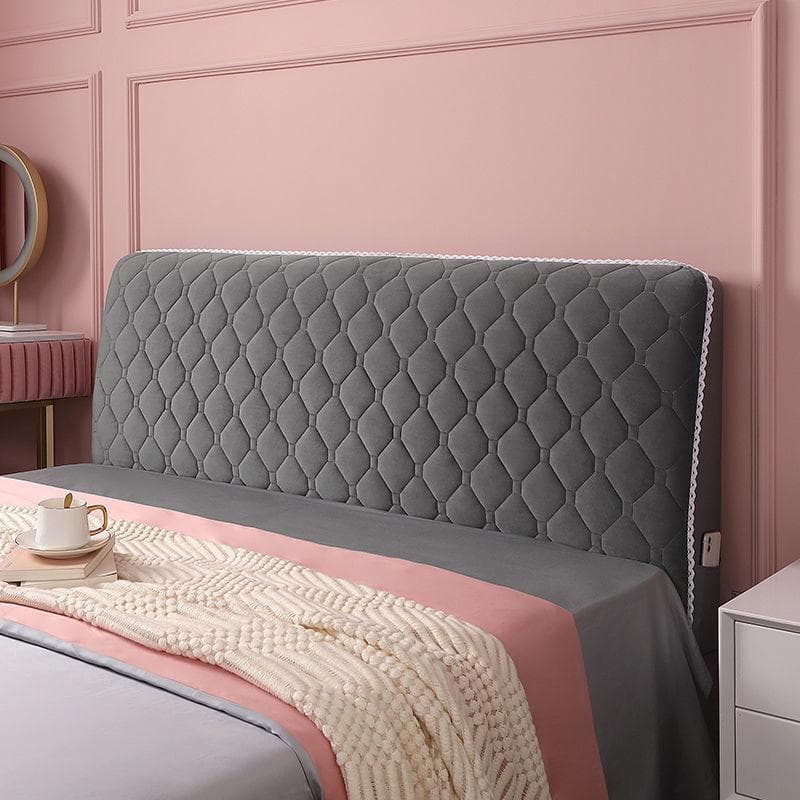 Soft Thicken Velvet Quilted Headboard Cover Solid Color All-inclusive Universal Bed Head Cover Luxury Bed Back Protector Cover W100 x H70cm