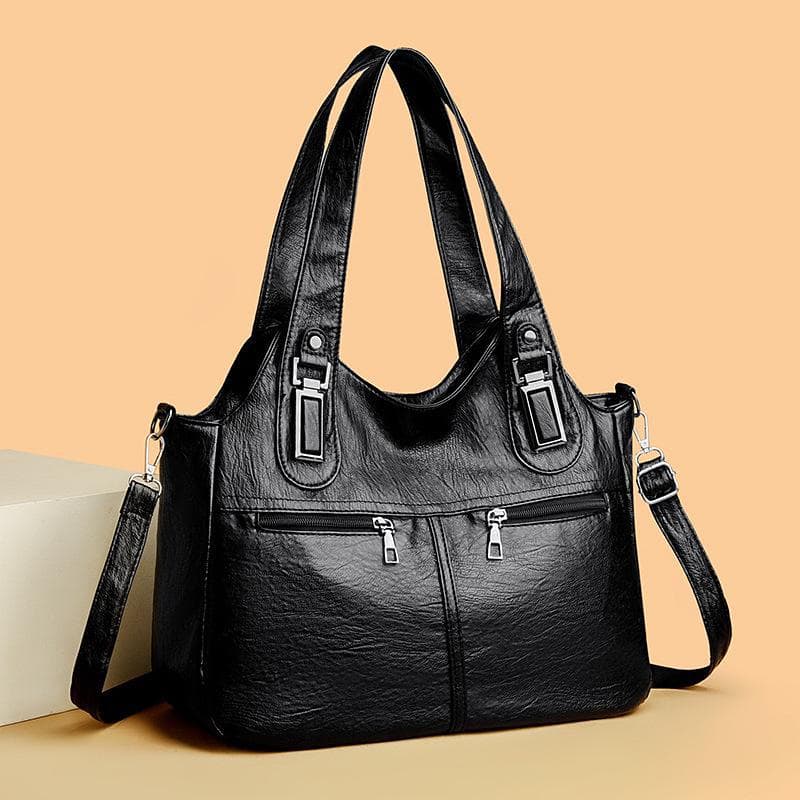 Women's Large-Capacity Retro Shoulder Handbags - Fashionable and Versatile for European and American Styles. black