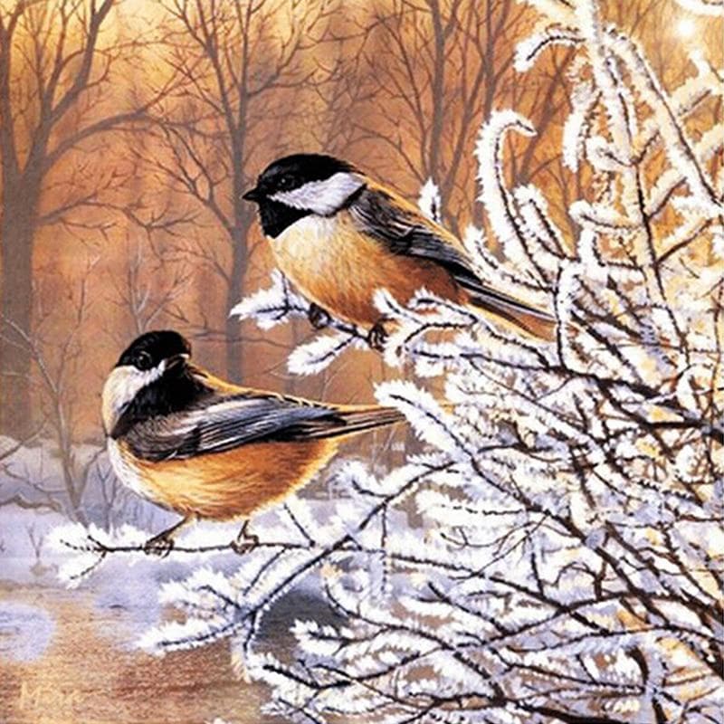 Diamond Embroidery Birds with Icicle Diamond Painting Cross Stitch Needlework Mosaic Full Drill 30x30CM